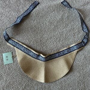 Stylish Tan Visor with Blue Patterned Strap